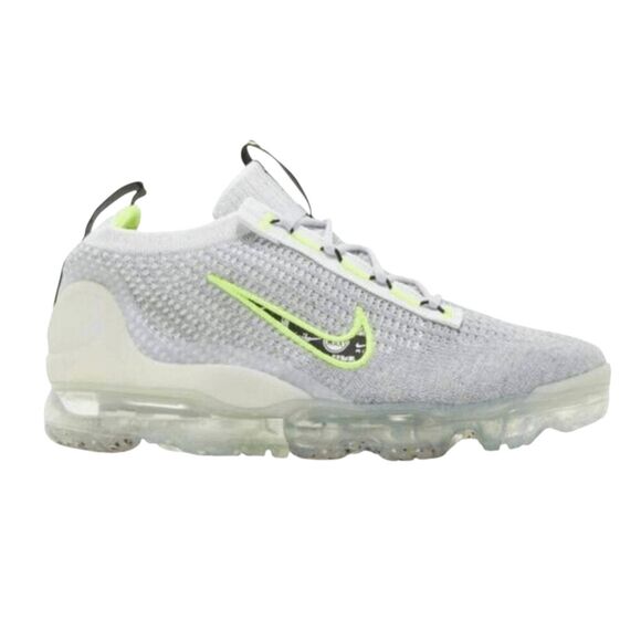 NIKE Air VaporMax 2021 Flyknit 'Wolf Grey Volt' Running Shoes Size 5.5Y/W7 - Picture 1 of 16